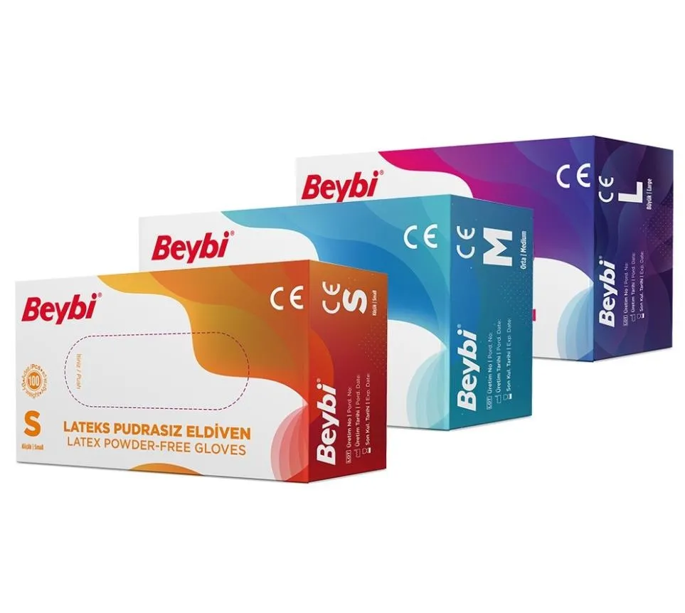 Beybi Lateks Pudrasız Muayene eldiveni S/M/L